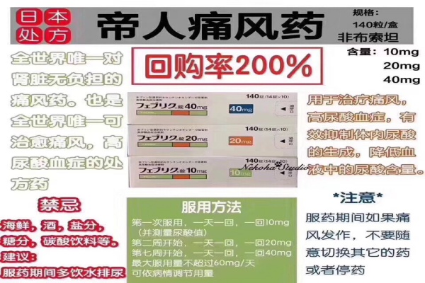 日本处方帝人痛风药(非布司他)说明书